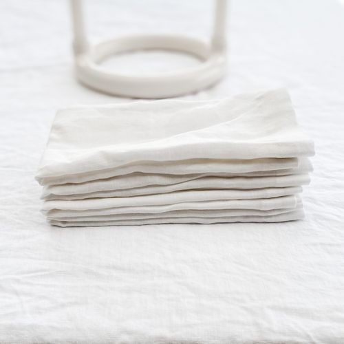 100% French Flax Linen Napkin- Set of 4 White