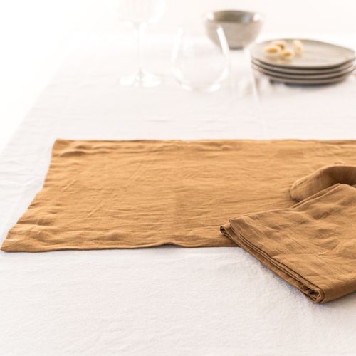 100% French Flax Linen Placemat Set 4- Ginger