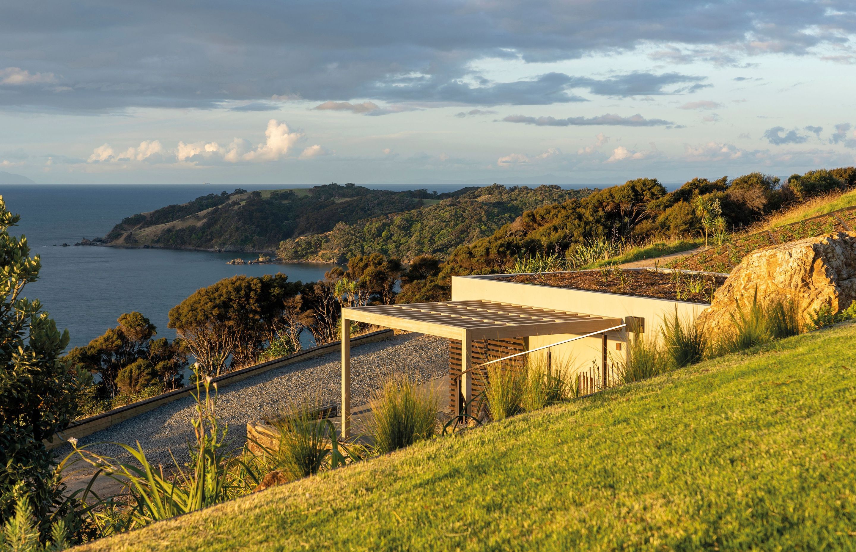 Living roofs help the dwelling to blend in with its surrounds.