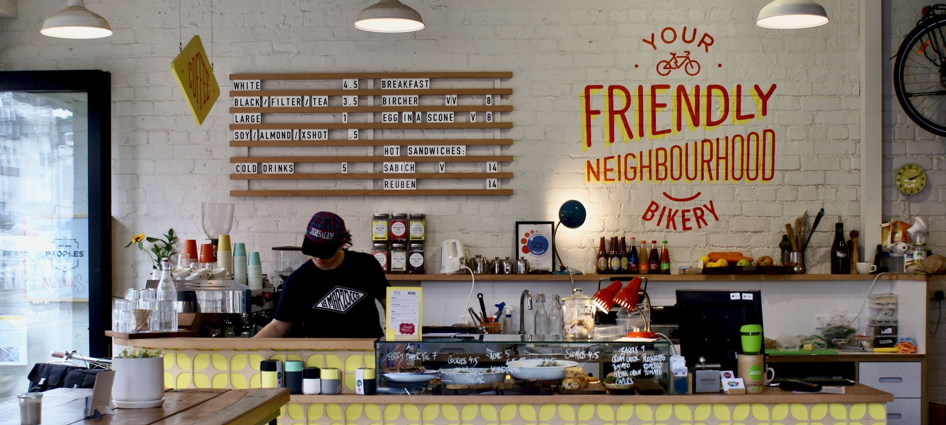 Bicycle Junction Cafe Interior Design, Slotted Menu Board by Proffer