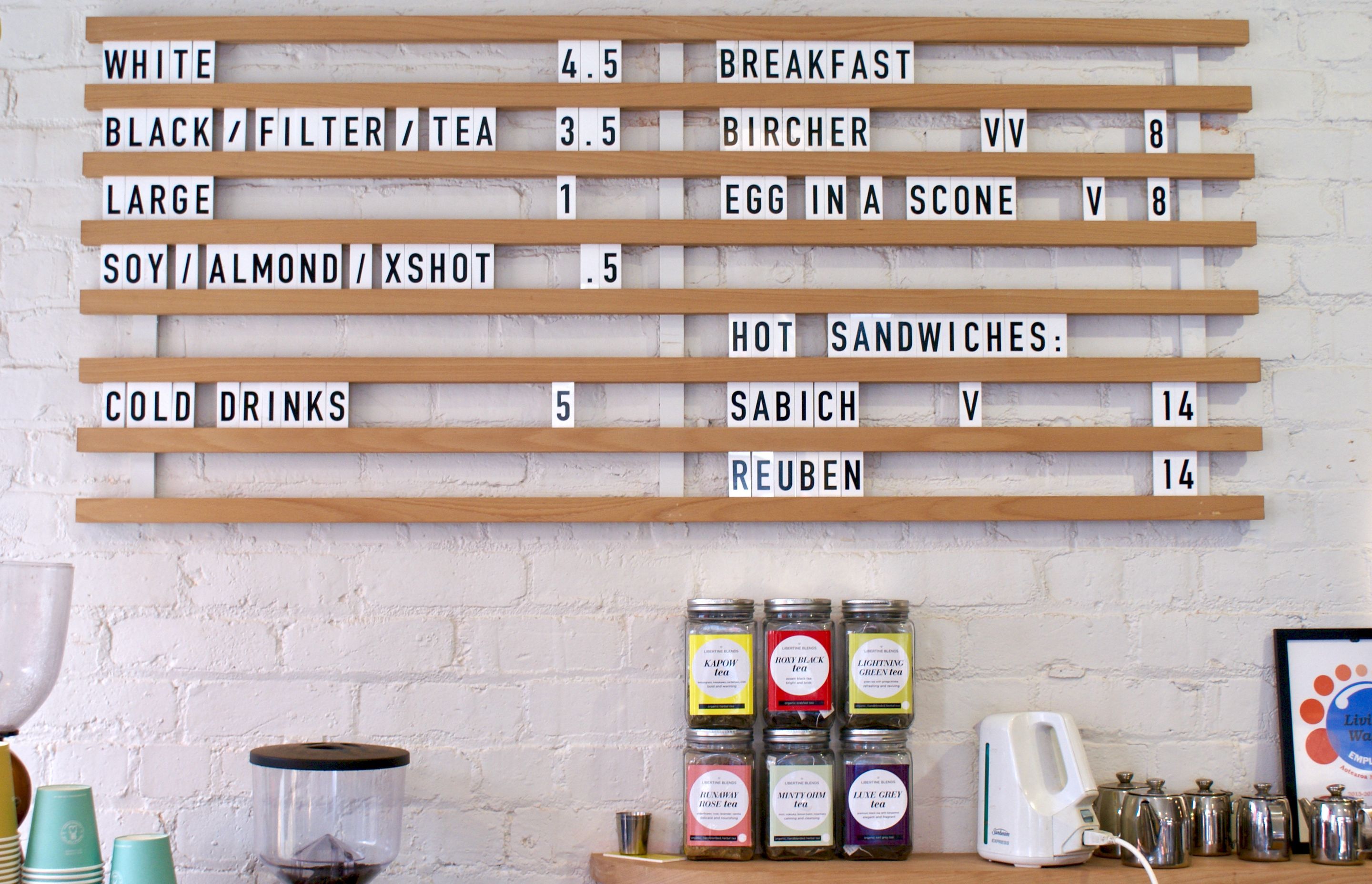 Bicycle Junction Cafe Interior Design, Slotted Menu Board by Proffer