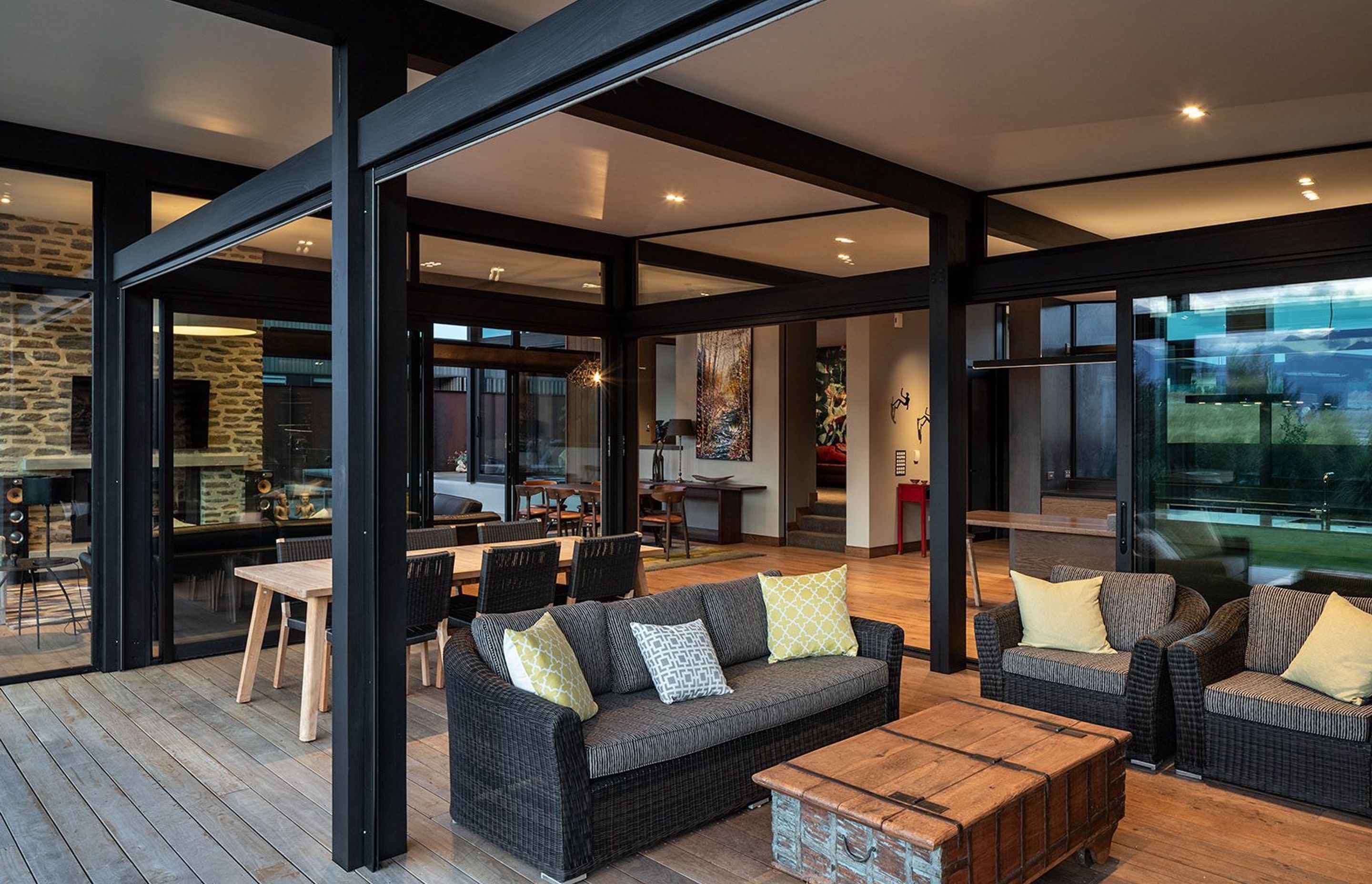 An extension of the main living areas, the outdoor room features a dining area, living area with fireplace and a built-in barbeque for those long summer evenings.