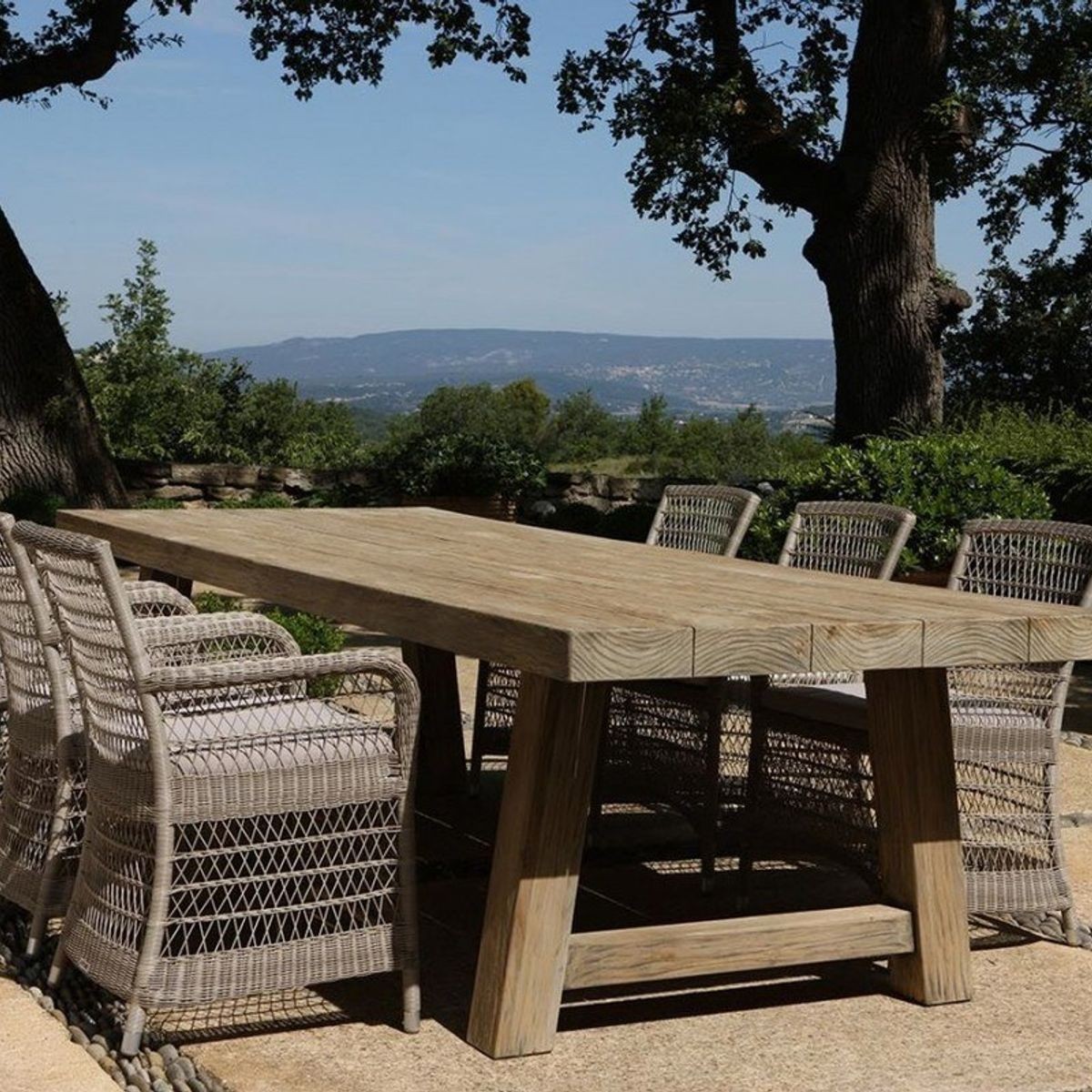 Block Aged Teak Outdoor Table 300x110 ArchiPro NZ