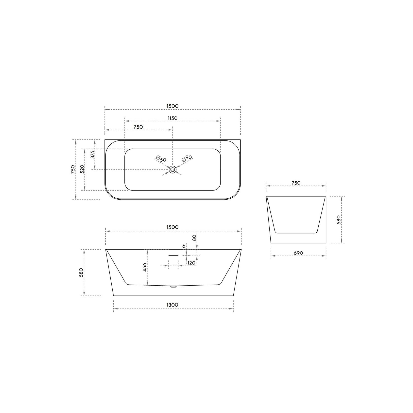 SKAGEN EDGE Back to Wall Freestanding Bath Gloss/Matt ArchiPro NZ