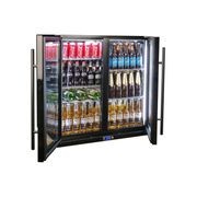 Black Heated Glass 2-Door Under Bench Bar Fridge gallery detail image