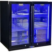 Black Heated Glass 2-Door Under Bench Bar Fridge gallery detail image