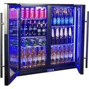 Black Heated Glass 2-Door Under Bench Bar Fridge gallery detail image