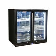 Black Heated Glass 2-Door Under Bench Bar Fridge gallery detail image