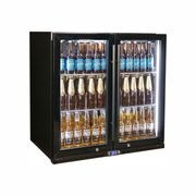 Black Heated Glass 2-Door Under Bench Bar Fridge gallery detail image