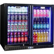 Black Heated Glass 2-Door Under Bench Bar Fridge gallery detail image