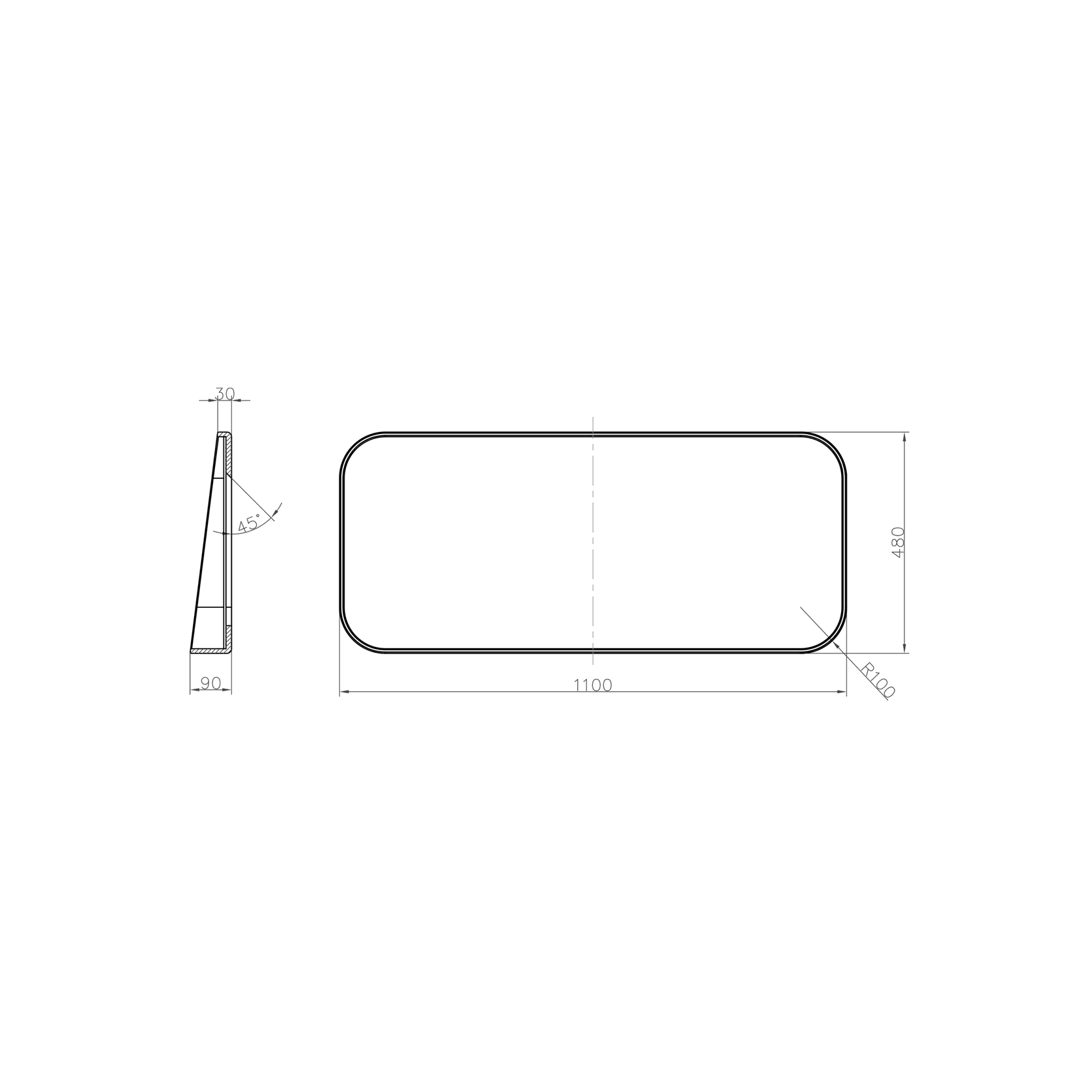 iStone 1100mm Rectangular Mirror with Shelf Matte Black ArchiPro NZ