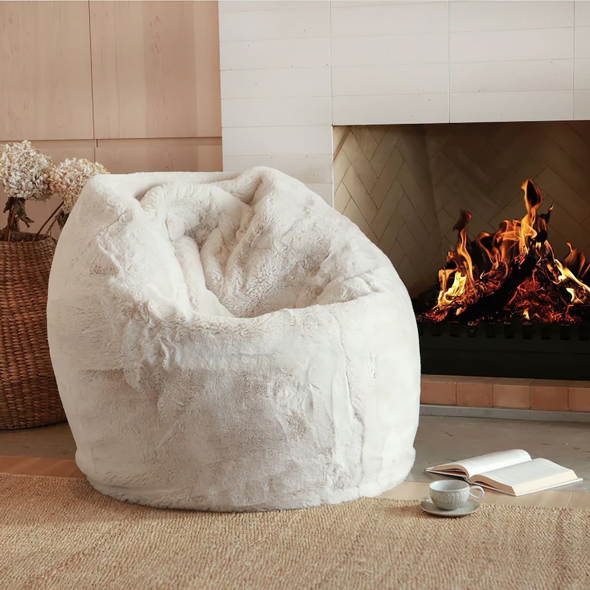 Vegan Fur Bean Bag Cream ArchiPro NZ