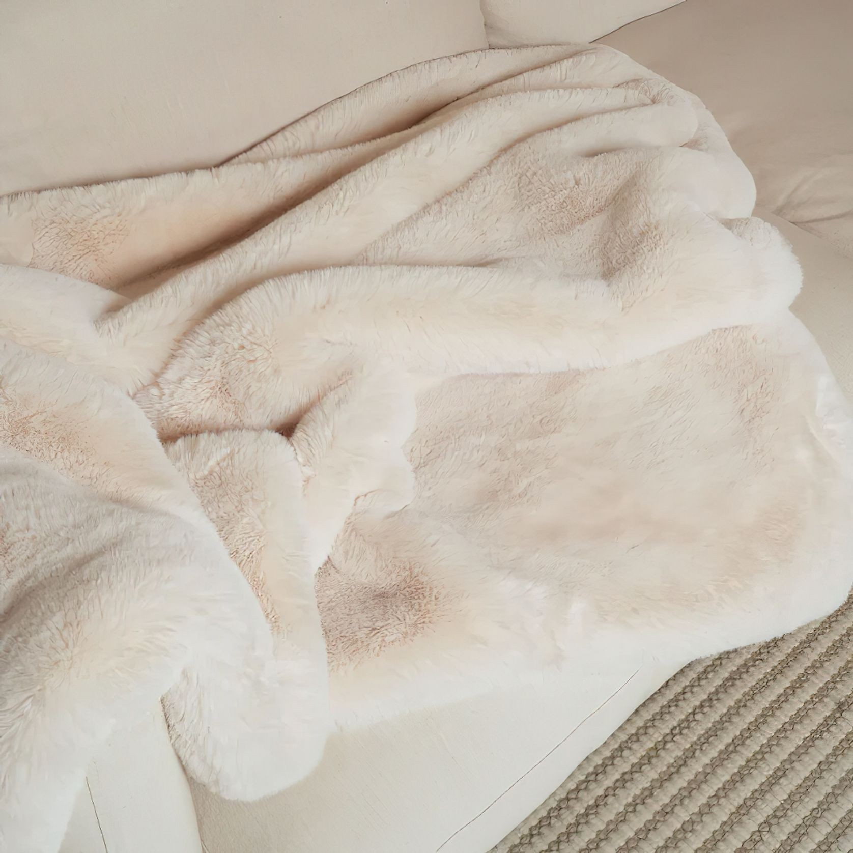 Vegan Fur Throw - Big Bear Cream gallery detail image
