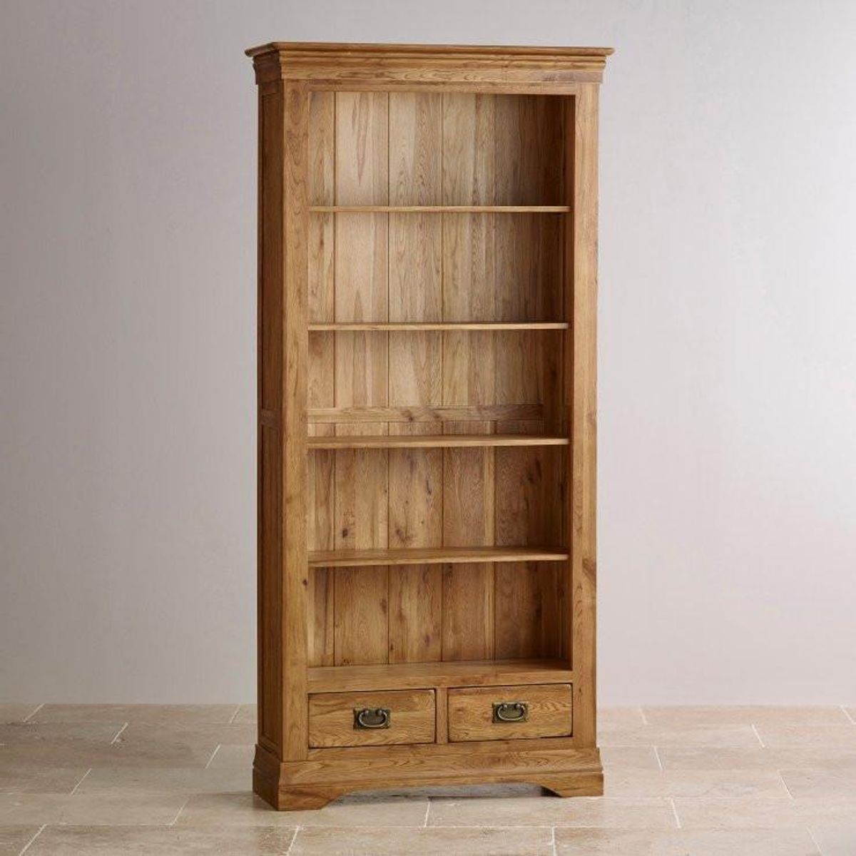 Solid oak sales tall bookcase