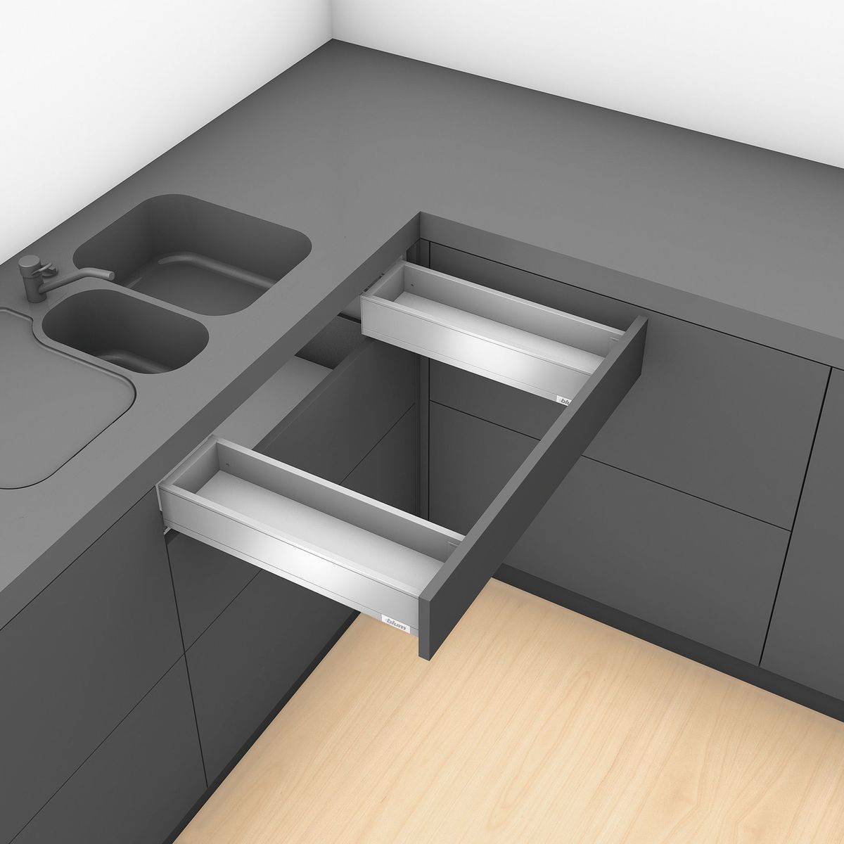 Blum top sink drawer