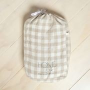 100% French Flax Linen Reversible Duvet Natural Gingham gallery detail image