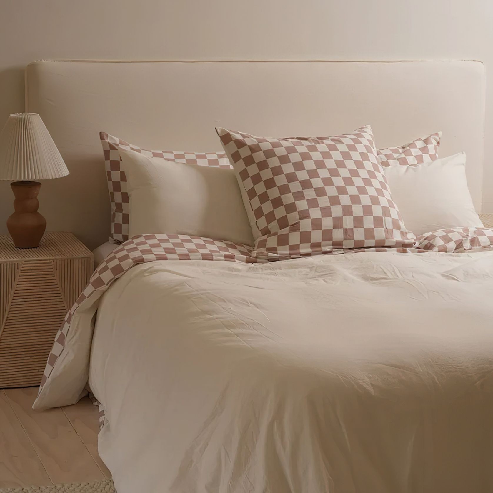 100% Textured Washed Cotton Reversible Duvet - Natural gallery detail image