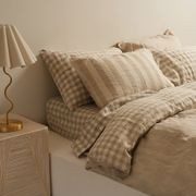 100% French Flax Linen Reversible Duvet Natural Gingham gallery detail image