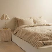 100% French Flax Linen Reversible Duvet Natural Gingham gallery detail image