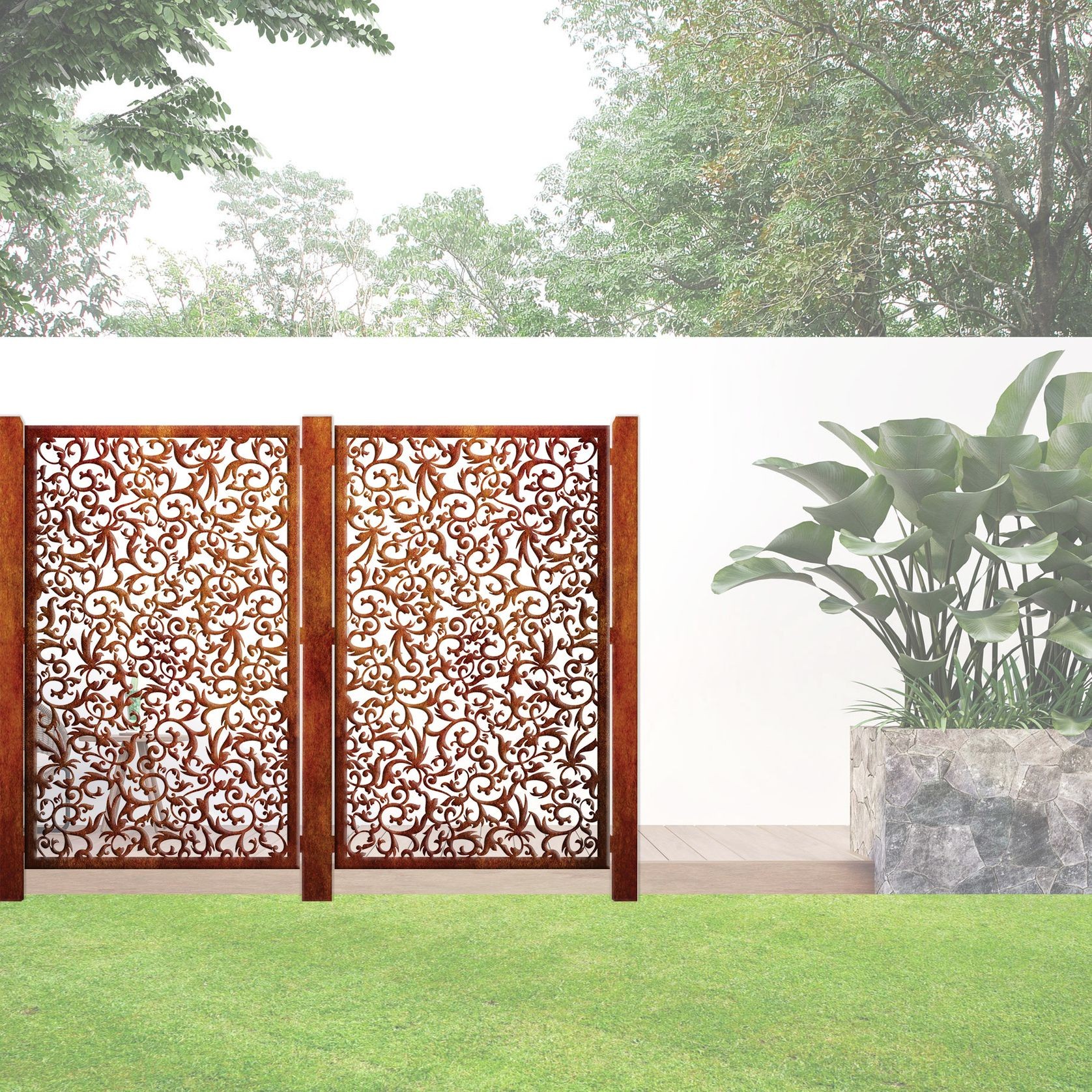 DECORATIVE LASER CUT PRIVACY SCREEN FLORAL EXPOLSION ArchiPro NZ