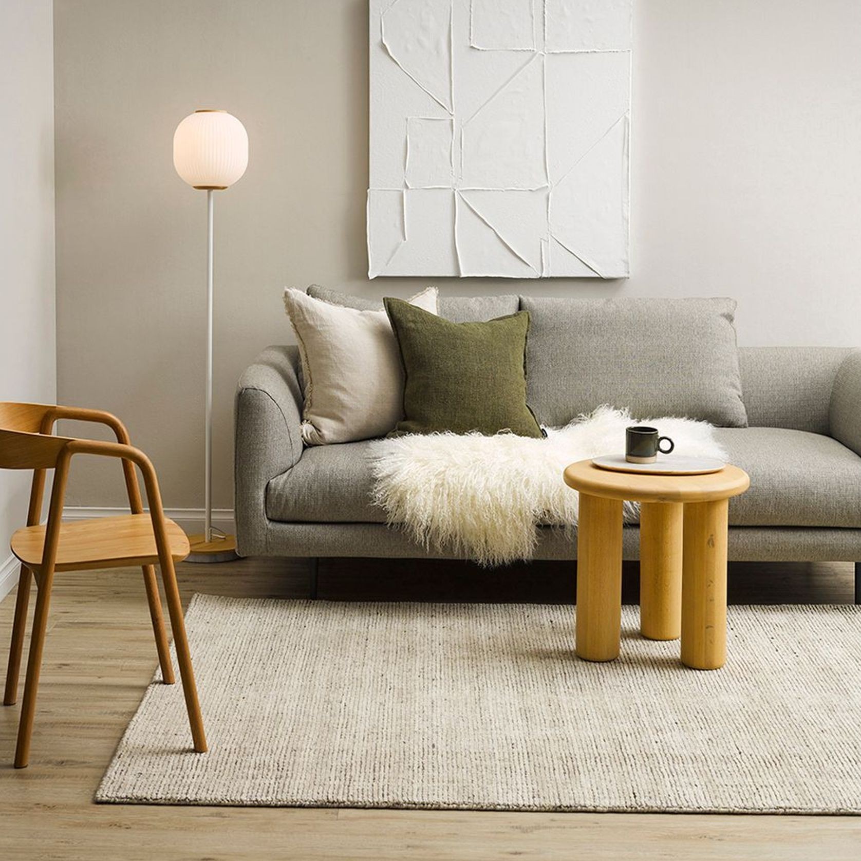 Baya Emmett 100% Wool Floor Rug - Pumice gallery detail image