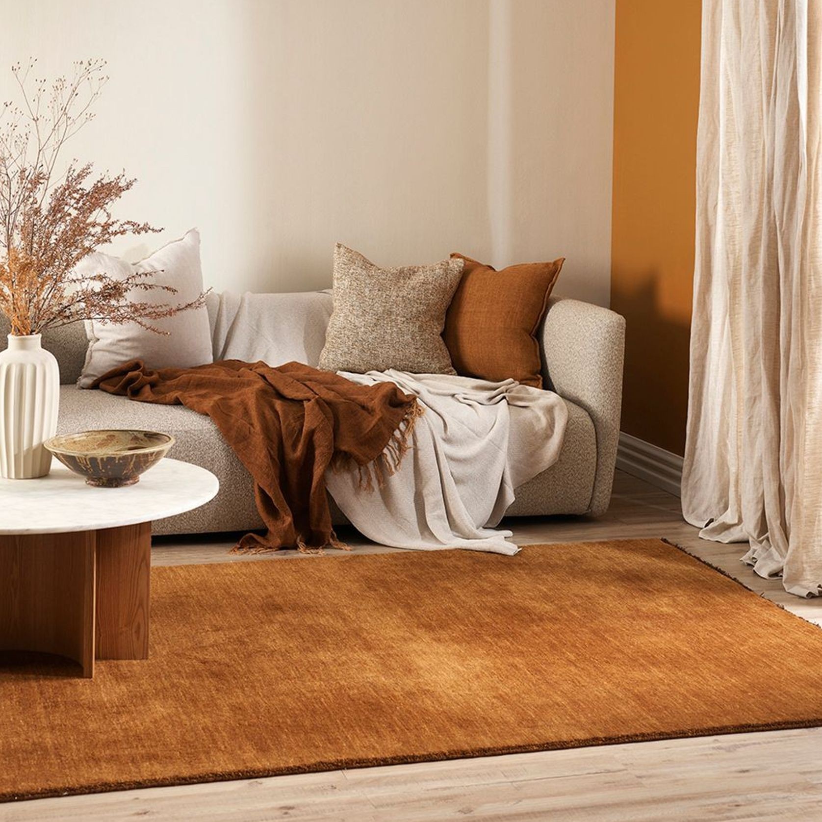 Baya Sandringham Handwoven 100% Wool Rug - Pecan gallery detail image