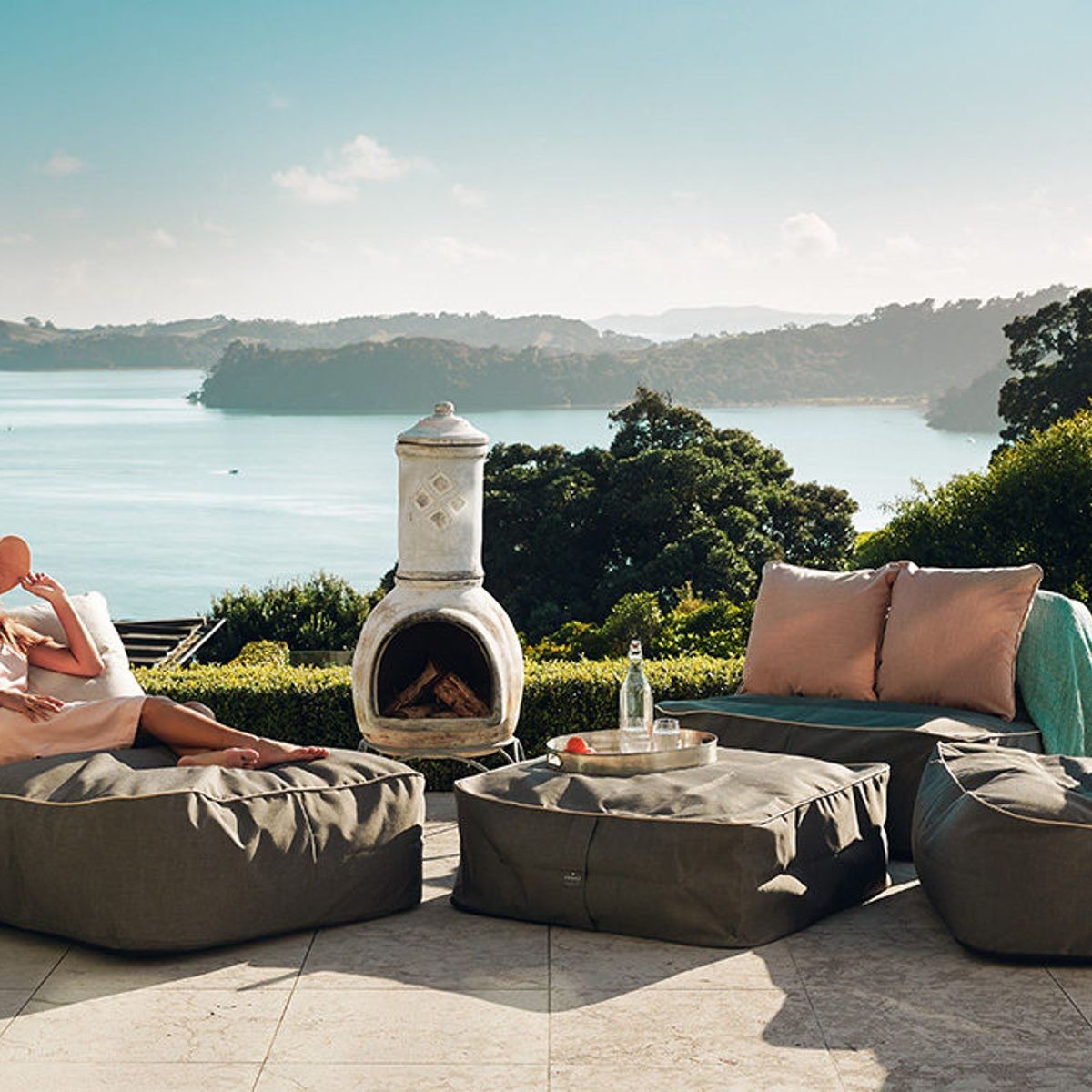 Isla Ottoman Luxury Outdoor Sunbrella Beanbag ArchiPro NZ