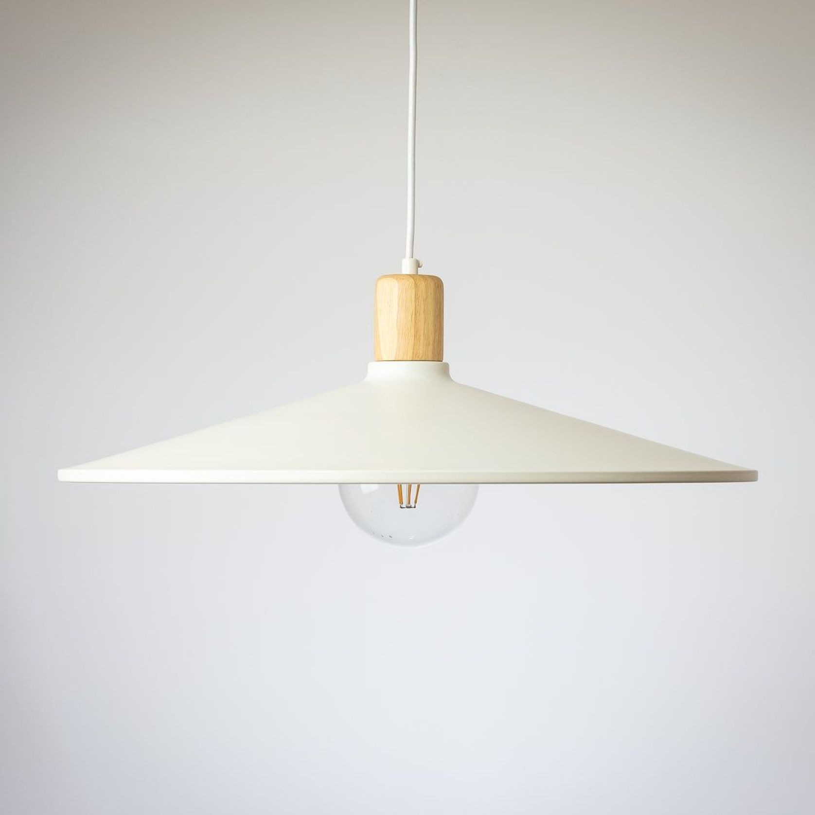 60cm Metal Pendant with Wooden Lamp Holder gallery detail image