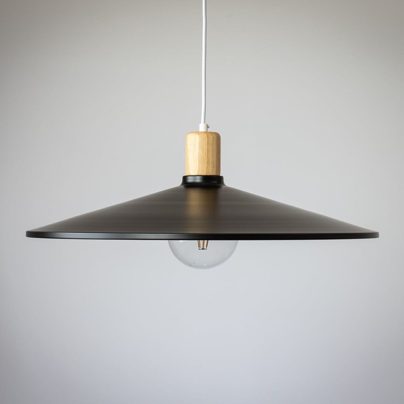60cm Metal Pendant with Wooden Lamp Holder gallery detail image