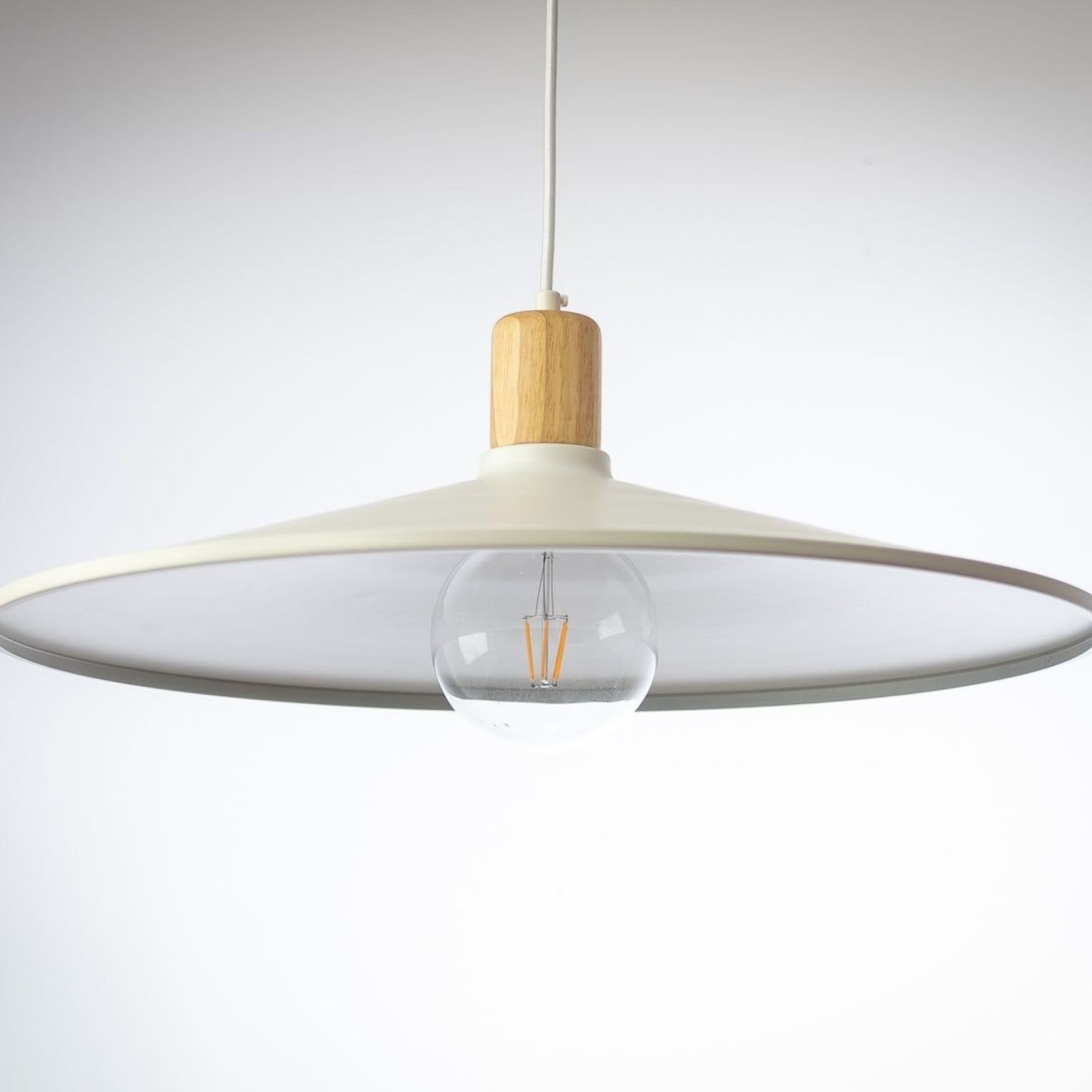 60cm Metal Pendant with Wooden Lamp Holder gallery detail image