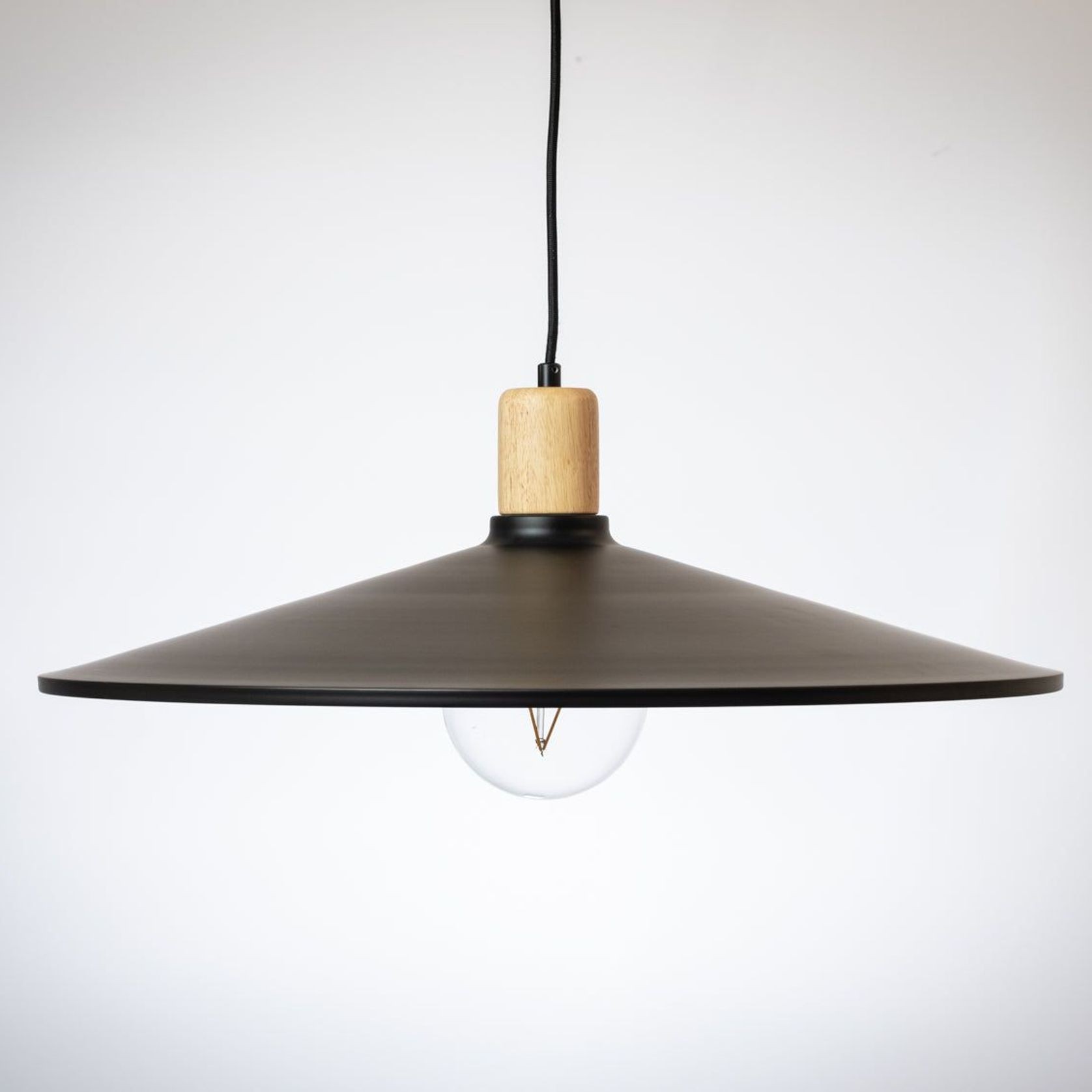 60cm Metal Pendant with Wooden Lamp Holder gallery detail image