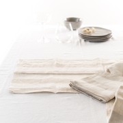 100% French Flax Linen Placemat Set 4- Wide Natural Stripe gallery detail image