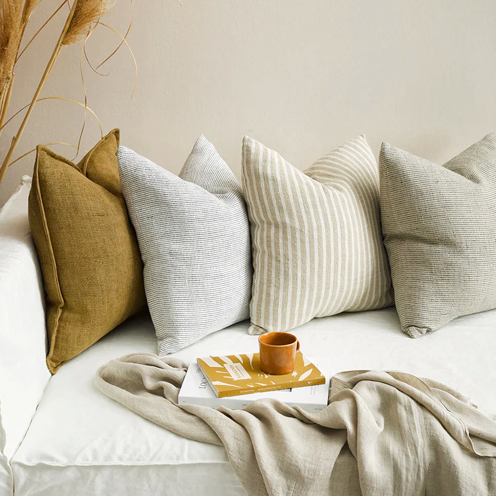 Baya Sandridge Cushion - Linen/Black | 100% Linen gallery detail image