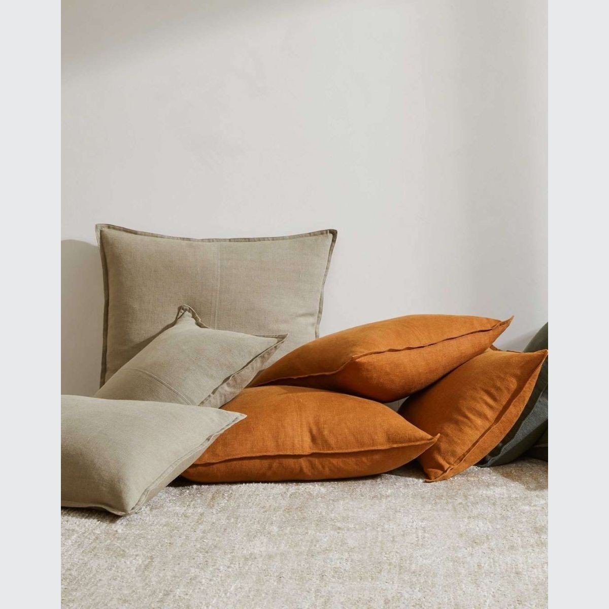 Weave Home European Linen Como Cushion Caper Square and Lumbar