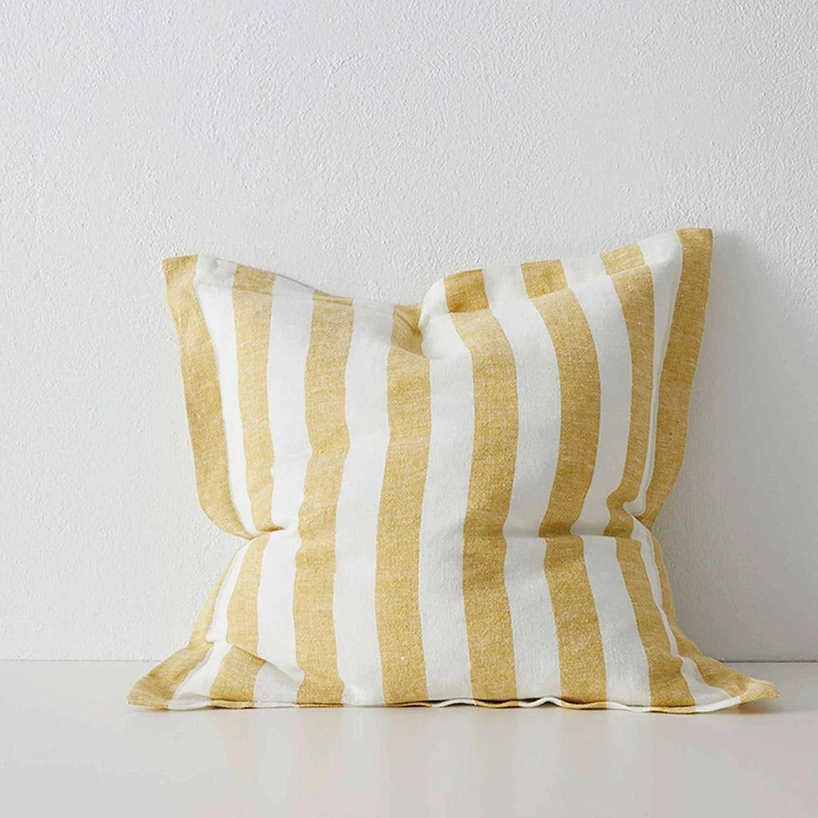 Weave Home Vito Striped Linen Cushion - Limoncello | 50 x 50cm gallery detail image