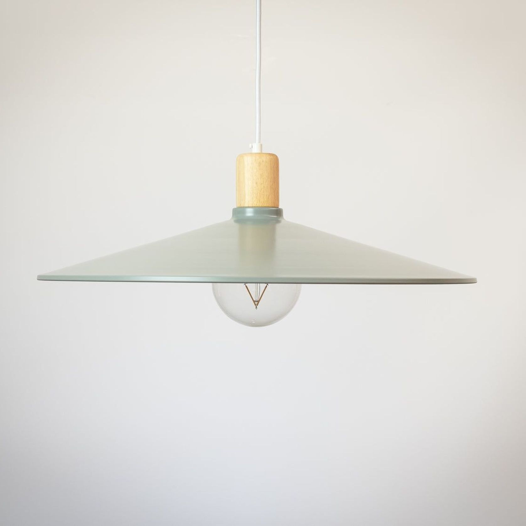 60cm Metal Pendant with Wooden Lamp Holder gallery detail image