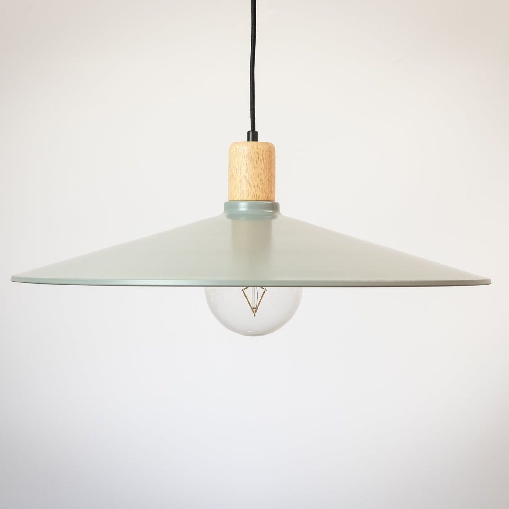 60cm Metal Pendant with Wooden Lamp Holder gallery detail image