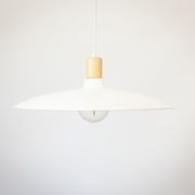 60cm Metal Curved Pendant with Wooden Lamp Holder gallery detail image