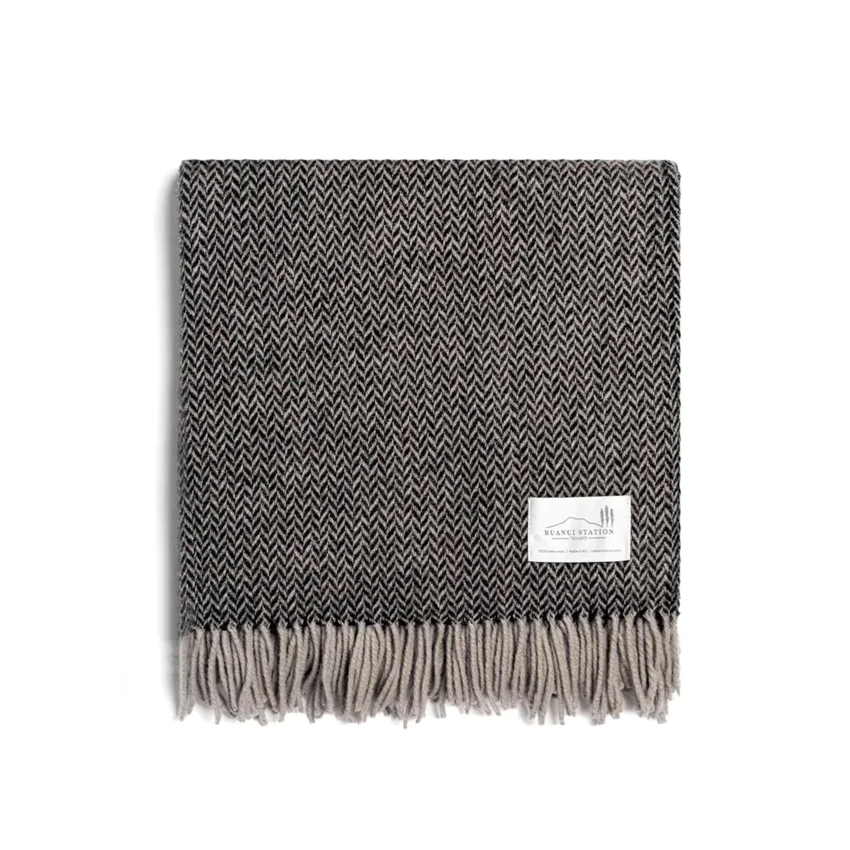 Ruanui Station Lambswool Throw -  Collier's Coal Chevron gallery detail image