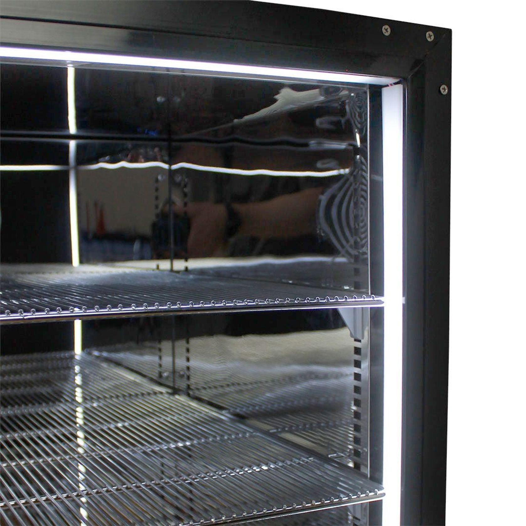 Black Front Venting Under Bench Heated Glass Door Bar Fridge Model SK92L-B-HD gallery detail image