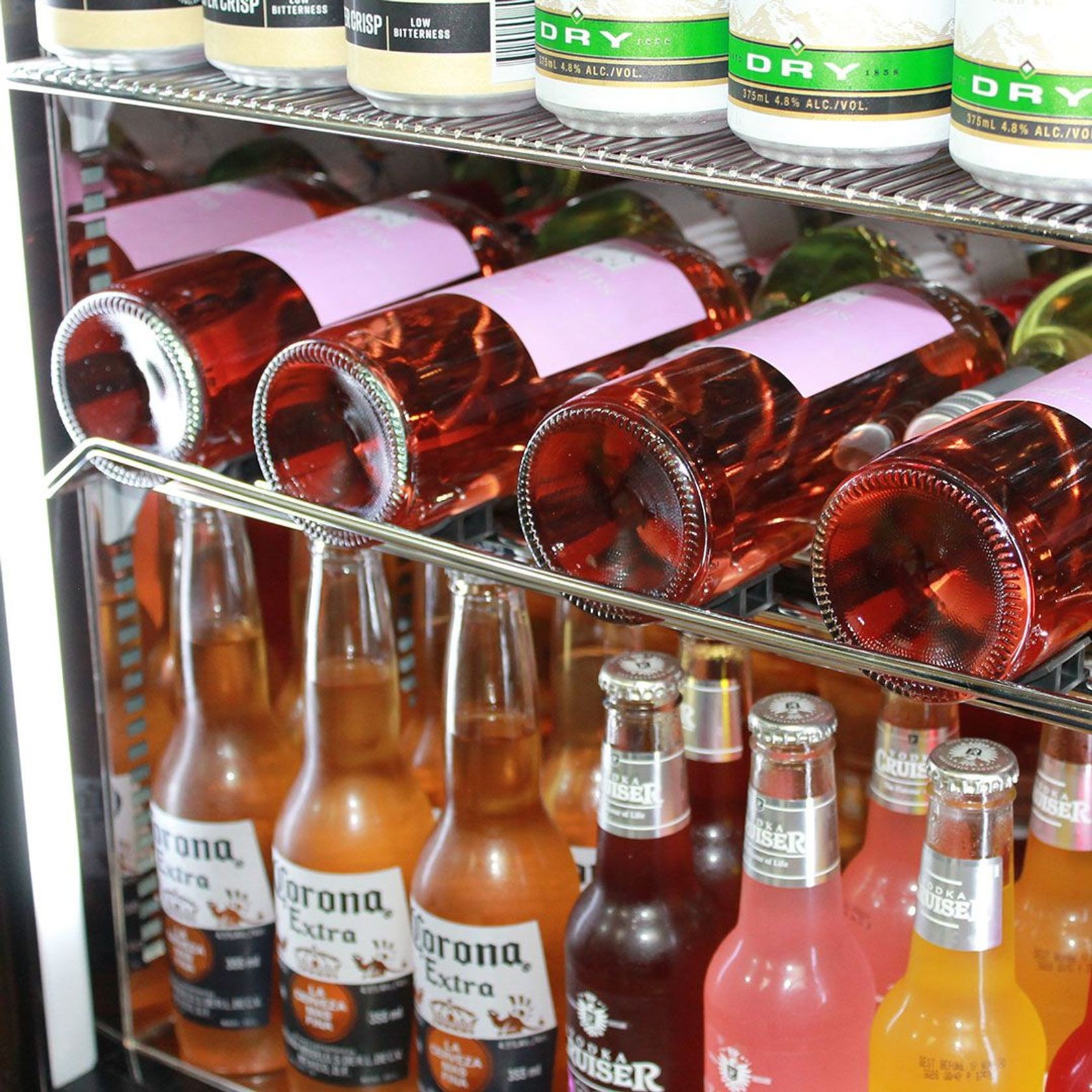 Black Front Venting Under Bench Heated Glass Door Bar Fridge Model SK92L-B-HD gallery detail image