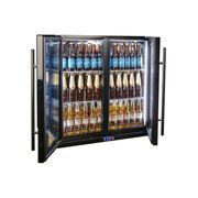 Black Heated Glass 2-Door Under Bench Bar Fridge gallery detail image