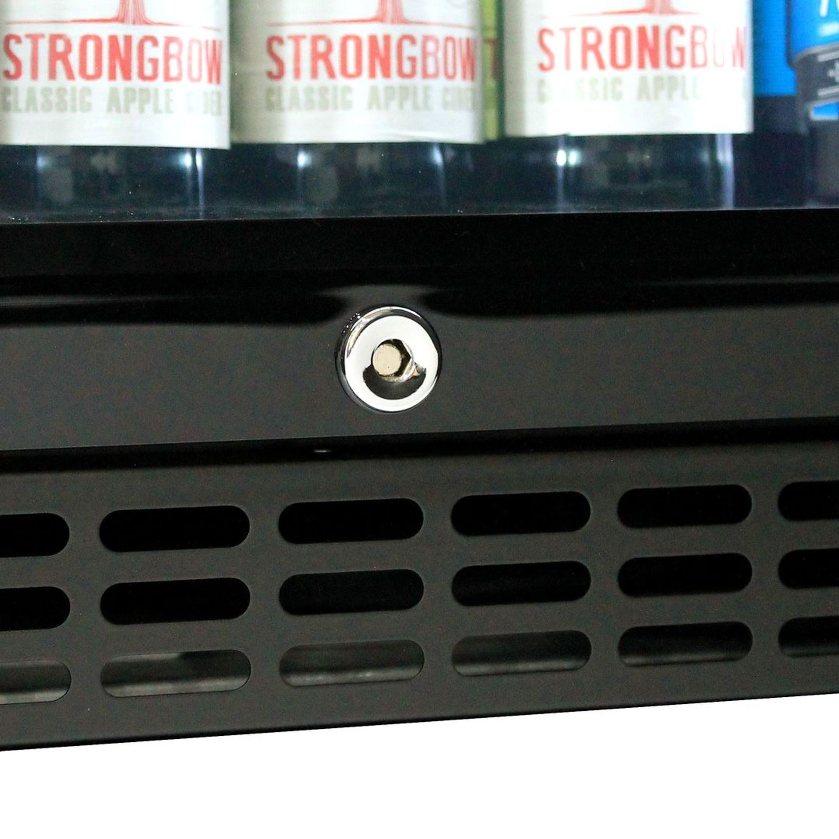 Black Heated Glass 2-Door Under Bench Bar Fridge gallery detail image