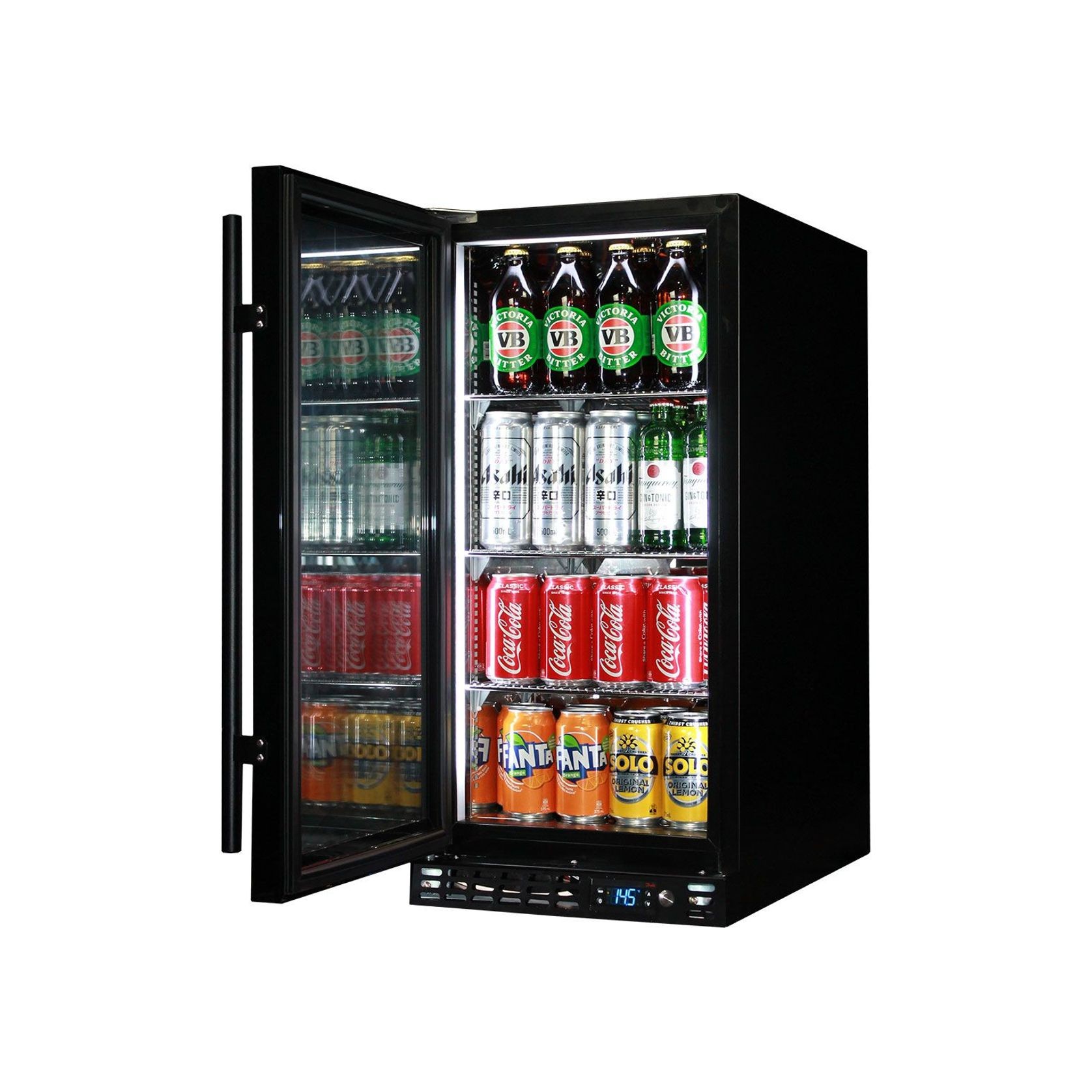 Black Front Venting Under Bench Heated Glass Door Bar Fridge Model SK92L-B-HD gallery detail image