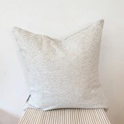 100% French Flax Linen Feather filled Cushion- Charcoal Pinstripe gallery detail image