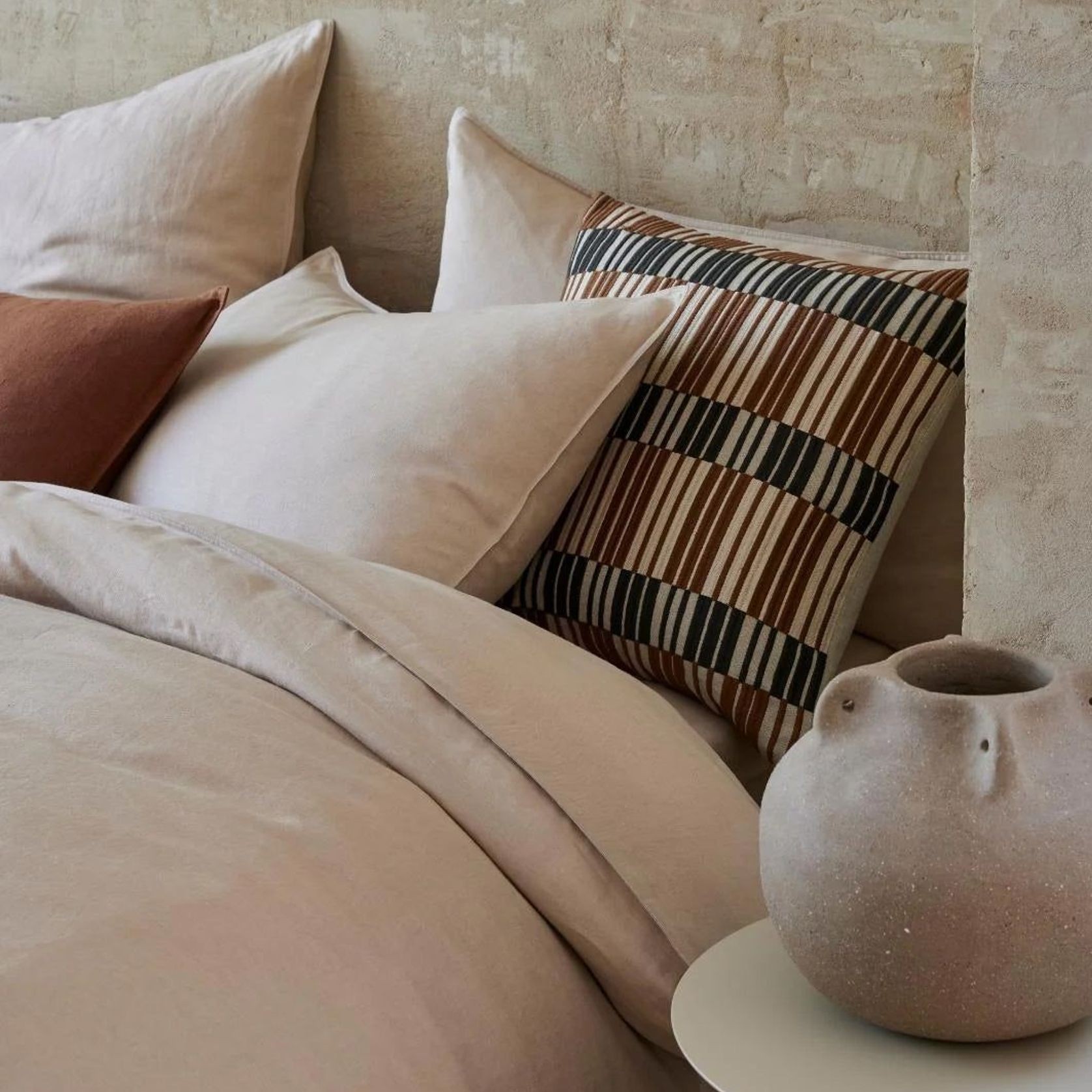 Ravello Pillowcase Pair - Shell | Standard,  King or Euro Size gallery detail image