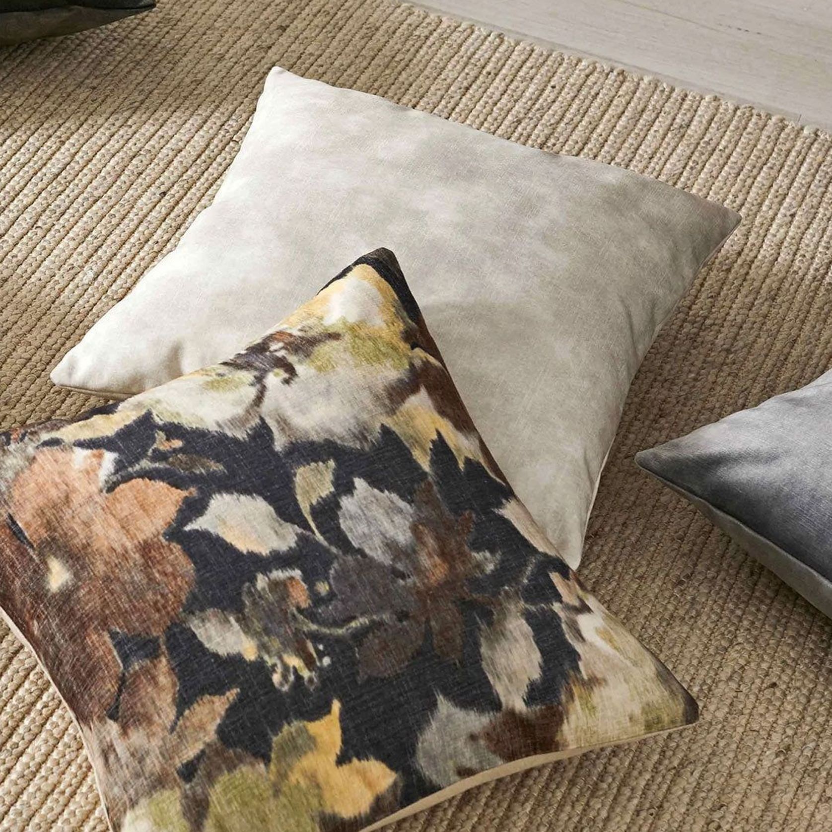 Weave Home Ava Velvet Cushion - Ecru | 50 x 50cm gallery detail image