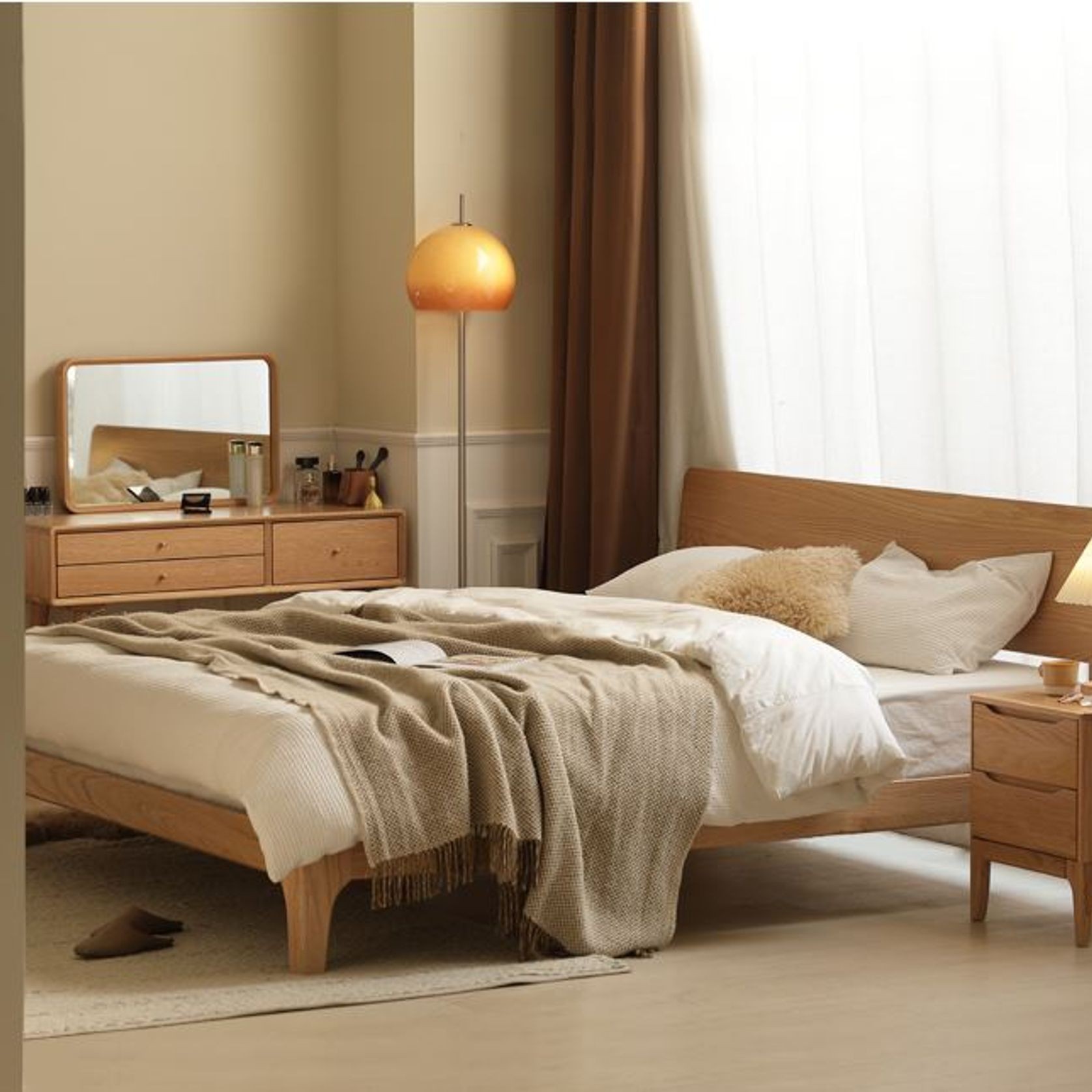 Berlin Natural Solid Oak Bed Frame ArchiPro NZ