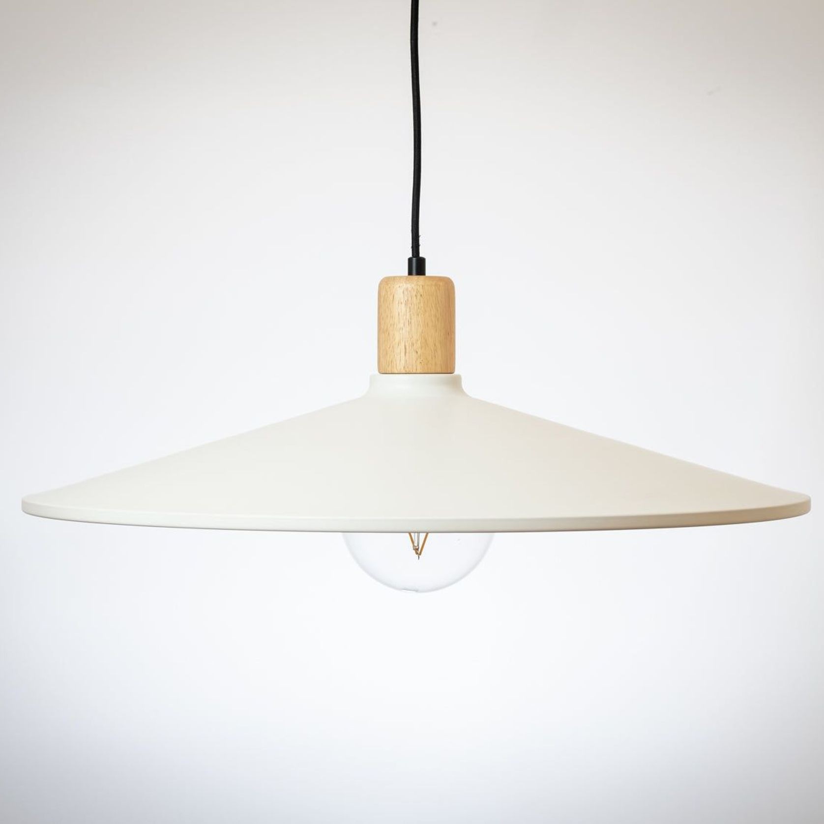 60cm Metal Pendant with Wooden Lamp Holder gallery detail image