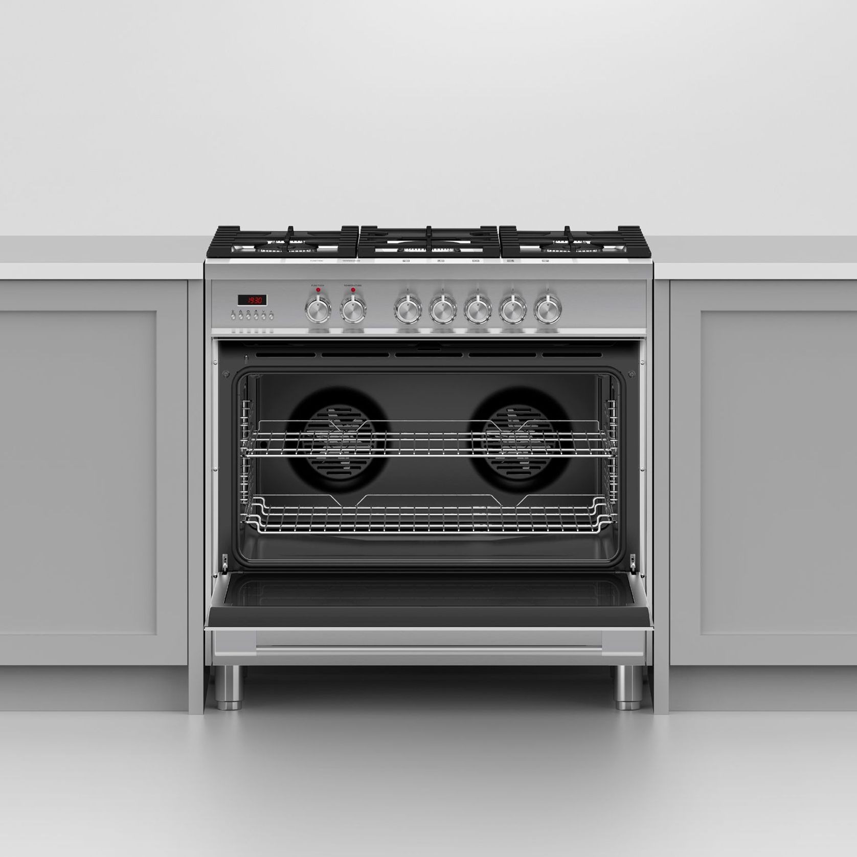 Freestanding Cooker, Dual Fuel, 90cm, 5 Burners, Stainless Steel ArchiPro NZ